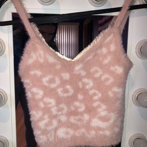 Pink Fuzzy Chetah Tank Top
